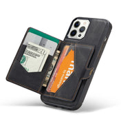 For iPhone 12 / 12 Pro JEEHOOD Retro Magnetic Detachable Protective Case with Wallet & Card Slot & Holder(Black) Eurekaonline