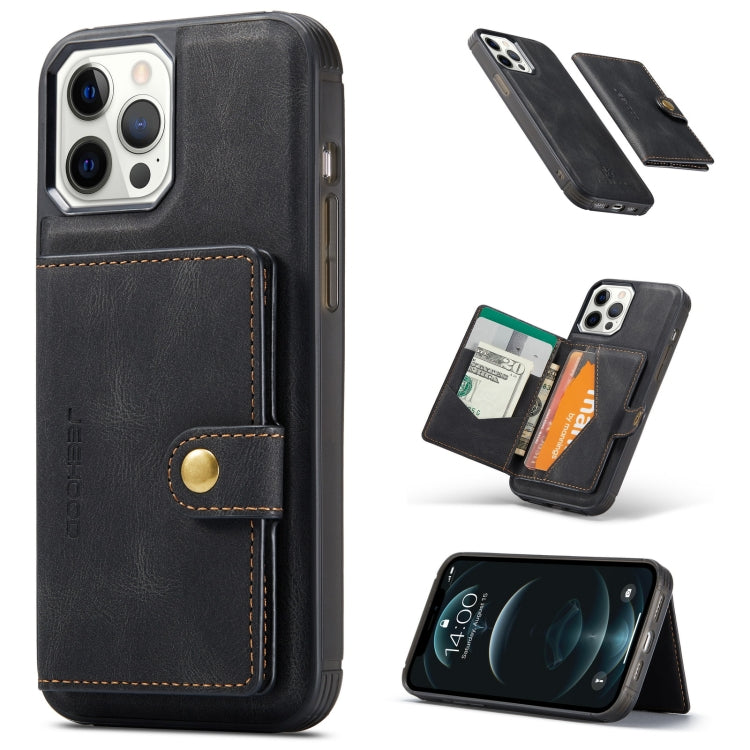  12 Pro JEEHOOD Retro Magnetic Detachable Protective Case with Wallet & Card Slot & Holder(Black) Eurekaonline