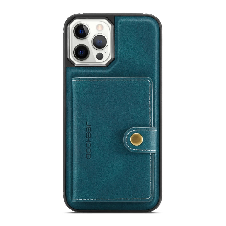 For iPhone 12 / 12 Pro JEEHOOD Retro Magnetic Detachable Protective Case with Wallet & Card Slot & Holder(Blue) Eurekaonline