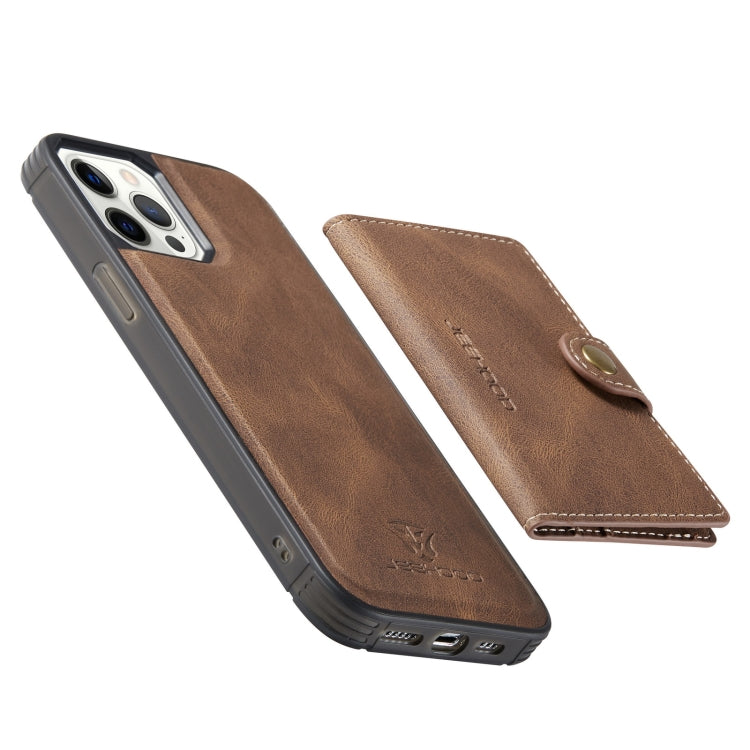 For iPhone 12 / 12 Pro JEEHOOD Retro Magnetic Detachable Protective Case with Wallet & Card Slot & Holder(Brown) Eurekaonline