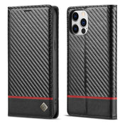 For iPhone 12 / 12 Pro LC.IMEEKE Carbon Fiber PU + TPU Horizontal Flip Leather Case with Holder & Card Slot & Wallet(Horizontal Black) Eurekaonline