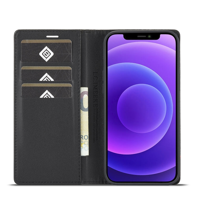 For iPhone 12 / 12 Pro LC.IMEEKE Carbon Fiber PU + TPU Horizontal Flip Leather Case with Holder & Card Slot & Wallet(Horizontal Black) Eurekaonline