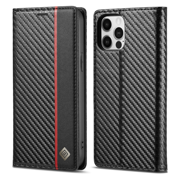  12 Pro LC.IMEEKE Carbon Fiber PU + TPU Horizontal Flip Leather Case with Holder & Card Slot & Wallet(Vertical Black) Eurekaonline