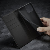 For iPhone 12 / 12 Pro LC.IMEEKE Carbon Fiber PU + TPU Horizontal Flip Leather Case with Holder & Card Slot & Wallet(Vertical Black) Eurekaonline
