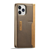 For iPhone 12 / 12 Pro LC.IMEEKE LC-001 Series PU + TPU Color Matching Frosted Horizontal Flip Leather Case with Holder & Card Slot(Brown) Eurekaonline