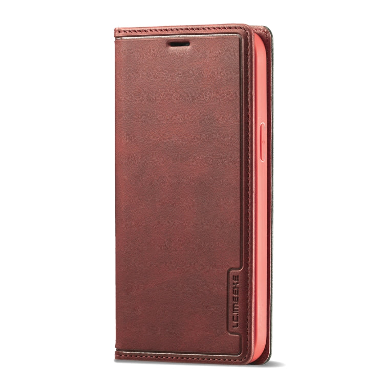  12 Pro LC.IMEEKE LC-001 Series PU + TPU Color Matching Frosted Horizontal Flip Leather Case with Holder & Card Slot(Red) Eurekaonline