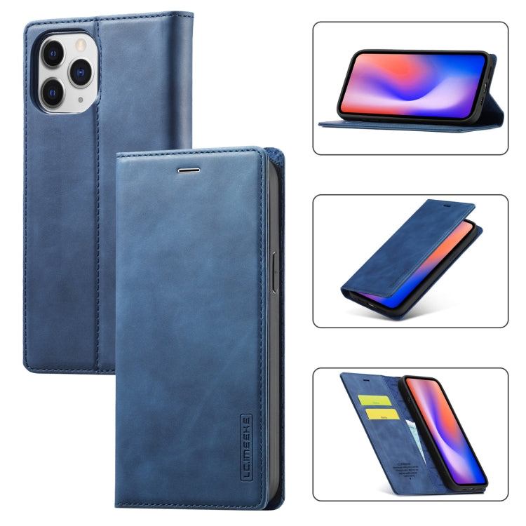  12 Pro LC.IMEEKE Strong Magnetism Ultra-thin Horizontal Flip Shockproof Matte TPU + PU Leather Case with Holder & Card Slots & Wallet(Blue) Eurekaonline