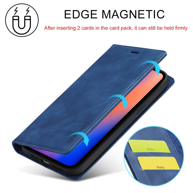 For iPhone 12 / 12 Pro LC.IMEEKE Strong Magnetism Ultra-thin Horizontal Flip Shockproof Matte TPU + PU Leather Case with Holder & Card Slots & Wallet(Blue) Eurekaonline