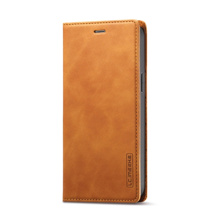  12 Pro LC.IMEEKE Strong Magnetism Ultra-thin Horizontal Flip Shockproof Matte TPU + PU Leather Case with Holder & Card Slots & Wallet(Brown) Eurekaonline