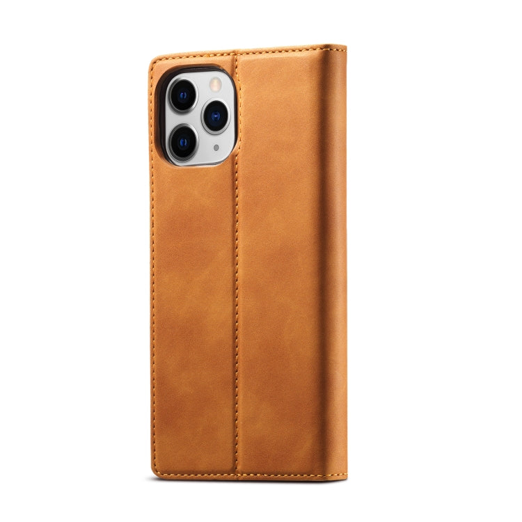 For iPhone 12 / 12 Pro LC.IMEEKE Strong Magnetism Ultra-thin Horizontal Flip Shockproof Matte TPU + PU Leather Case with Holder & Card Slots & Wallet(Brown) Eurekaonline