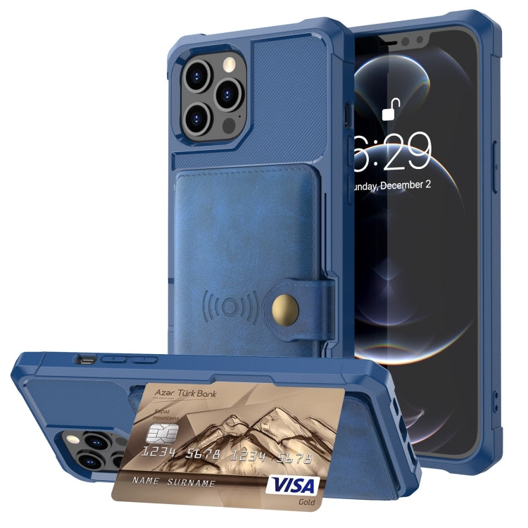  12 Pro Magnetic Wallet Card Bag Leather Case(Navy Blue) Eurekaonline