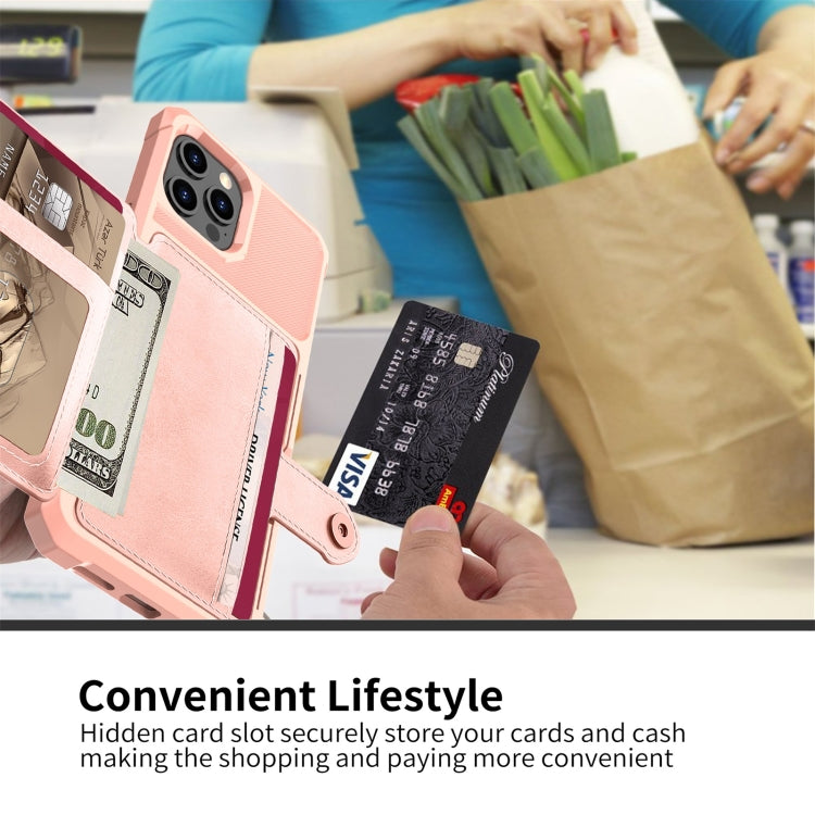 For iPhone 12 / 12 Pro Magnetic Wallet Card Bag Leather Case(Rose Gold) Eurekaonline