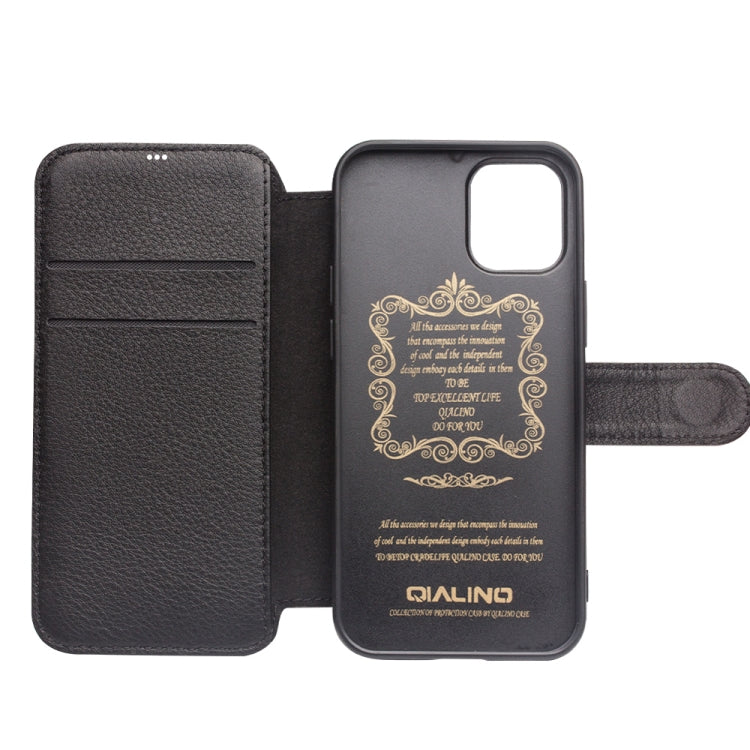 For iPhone 12 / 12 Pro QIALINO Business Magnetic Horizontal Flip Leather Case with Card Slots & Wallet(Black) Eurekaonline