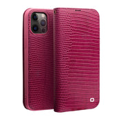 For iPhone 12 / 12 Pro QIALINO Crocodile Texture Horizontal Flip Leather Case with Card Slots & Wallet(Rose Red) Eurekaonline