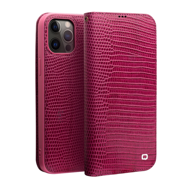  12 Pro QIALINO Crocodile Texture Horizontal Flip Leather Case with Card Slots & Wallet(Rose Red) Eurekaonline