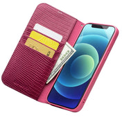 For iPhone 12 / 12 Pro QIALINO Crocodile Texture Horizontal Flip Leather Case with Card Slots & Wallet(Rose Red) Eurekaonline