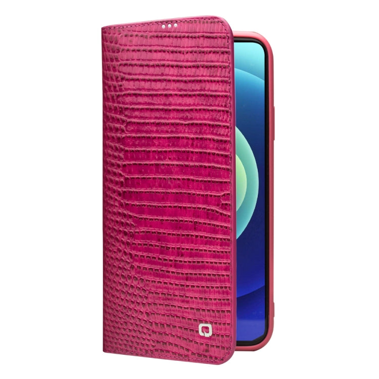 For iPhone 12 / 12 Pro QIALINO Crocodile Texture Horizontal Flip Leather Case with Card Slots & Wallet(Rose Red) Eurekaonline