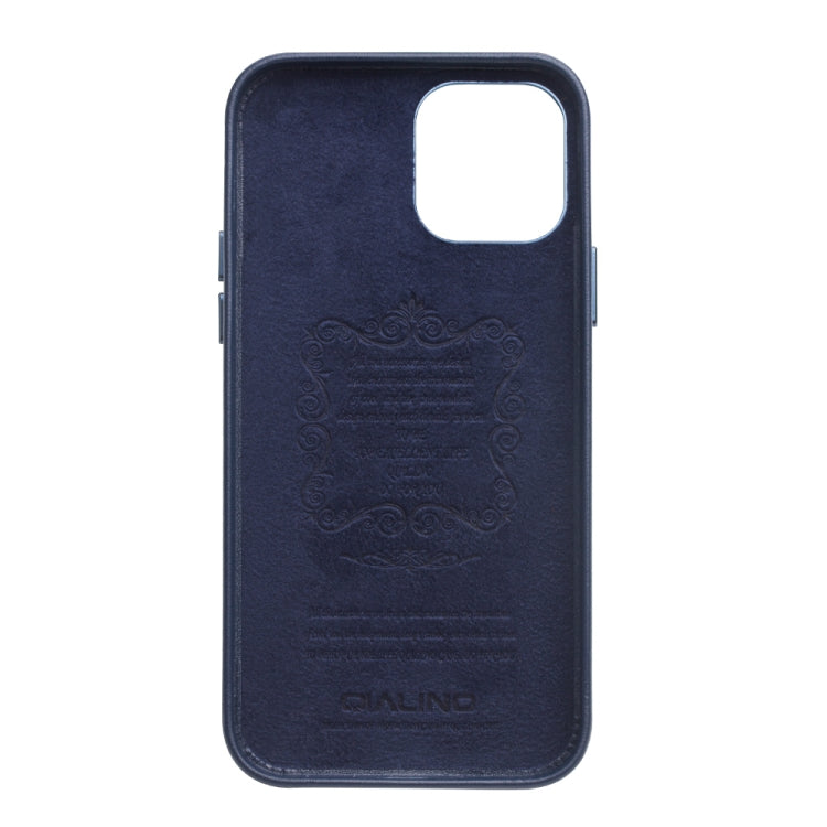  12 Pro QIALINO Shockproof Cowhide Leather Protective Case(Blue) Eurekaonline