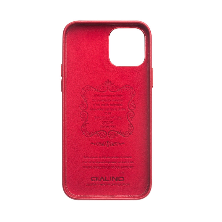  12 Pro QIALINO Shockproof Cowhide Leather Protective Case(Red) Eurekaonline