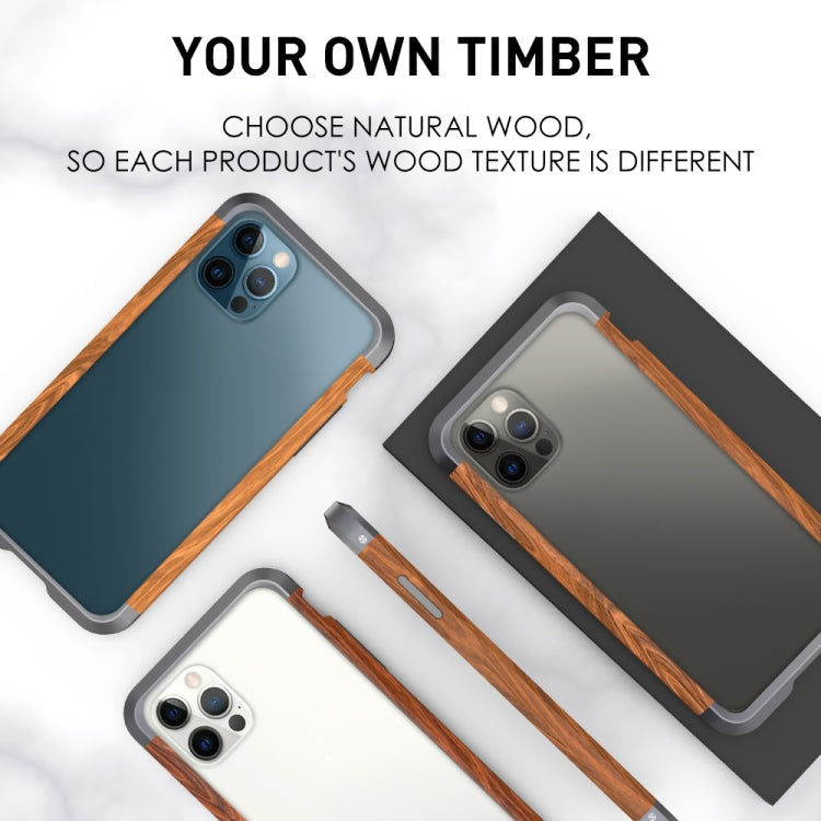 For iPhone 12 / 12 Pro R-JUST Metal + Wood Frame Protective Case Eurekaonline