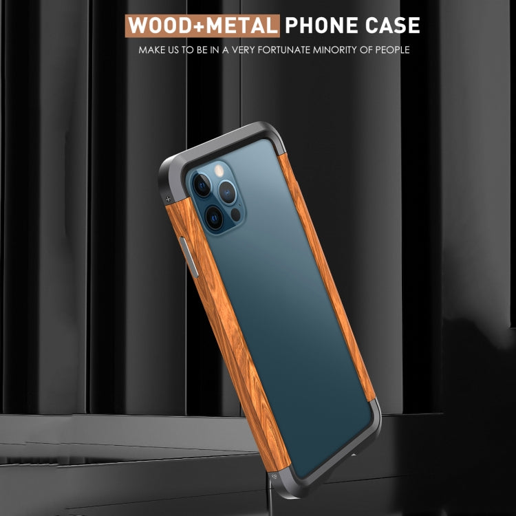 For iPhone 12 / 12 Pro R-JUST Metal + Wood Frame Protective Case Eurekaonline