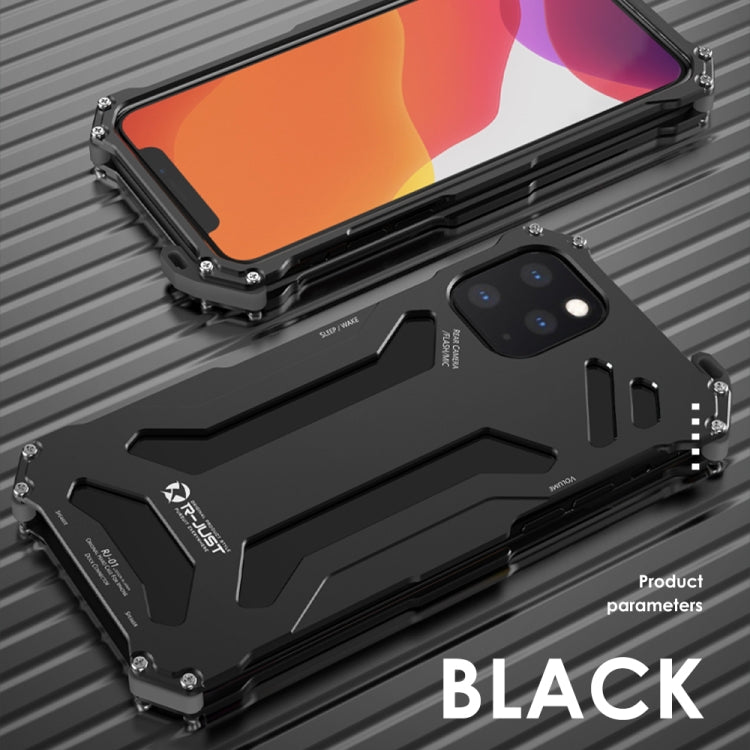 For iPhone 12 / 12 Pro R-JUST Shockproof Armor Metal Protective Case(Black) Eurekaonline