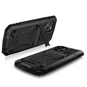 For iPhone 12 / 12 Pro R-JUST Shockproof Waterproof Dust-proof Metal + Silicone Protective Case with Holder(Black) Eurekaonline
