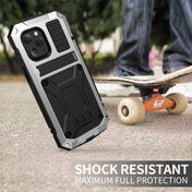 For iPhone 12 / 12 Pro R-JUST Shockproof Waterproof Dust-proof Metal + Silicone Protective Case with Holder(Silver) Eurekaonline