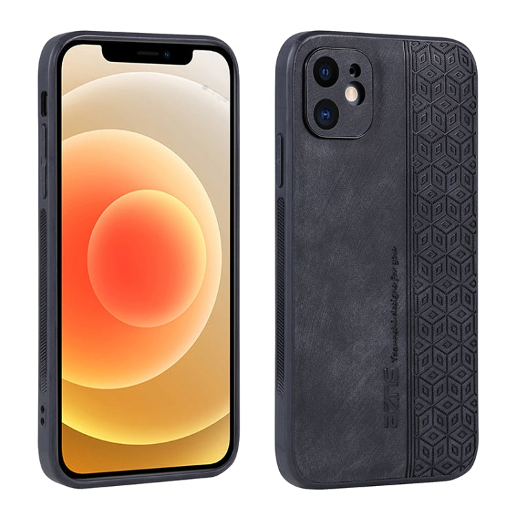 For iPhone 12 AZNS 3D Embossed Skin Feel Phone Case(Black) Eurekaonline