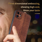 For iPhone 12 AZNS 3D Embossed Skin Feel Phone Case(Brown) Eurekaonline