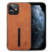 For iPhone 12 Denior Elastic Card Slot PU + TPU Phone Case(Brown) Eurekaonline