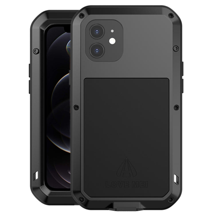 For iPhone 12 LOVE MEI Metal Shockproof Waterproof Dustproof Protective Case(Black) Eurekaonline