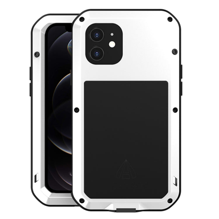 For iPhone 12 LOVE MEI Metal Shockproof Waterproof Dustproof Protective Case(White) Eurekaonline