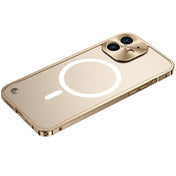 For iPhone 12 Metal Frame Frosted PC Shockproof Magsafe Case(Gold) Eurekaonline