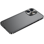 For iPhone 12 Metal Frame Frosted PC Shockproof Phone Case(Black) Eurekaonline