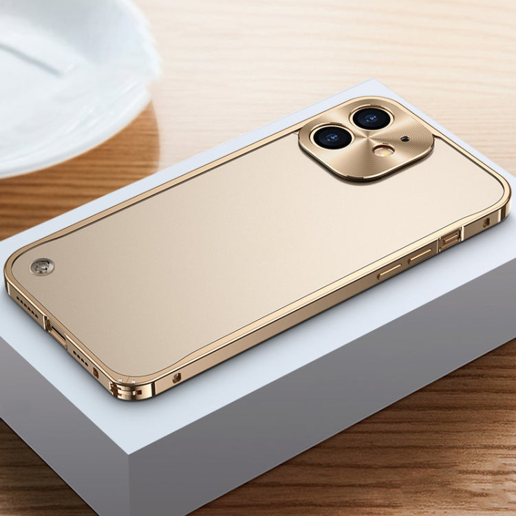 For iPhone 12 Metal Frame Frosted PC Shockproof Phone Case(Gold) Eurekaonline