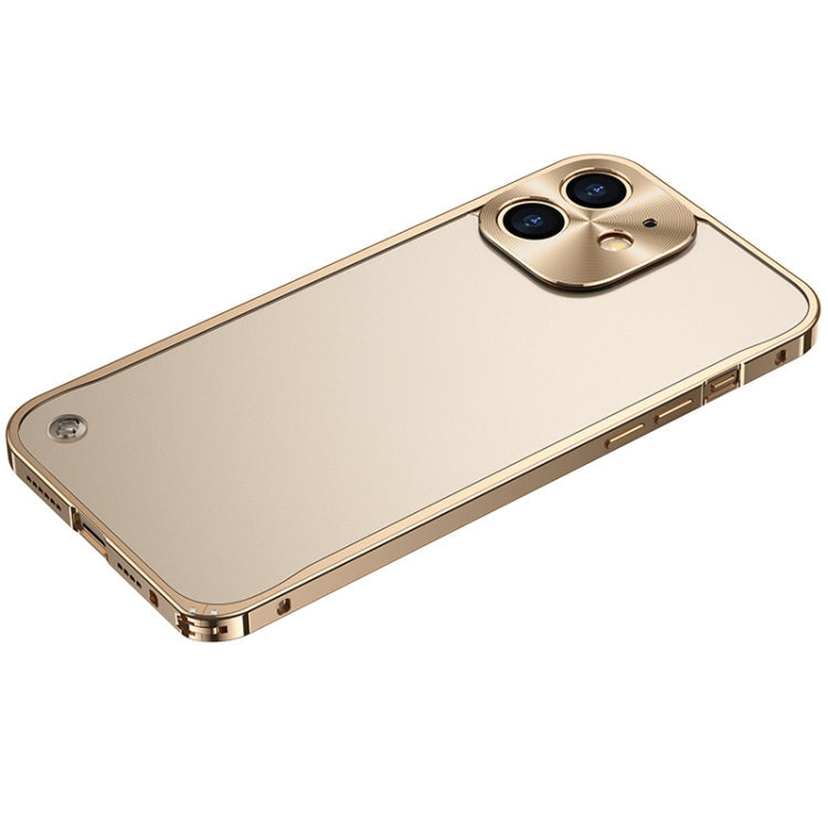 For iPhone 12 Metal Frame Frosted PC Shockproof Phone Case(Gold) Eurekaonline