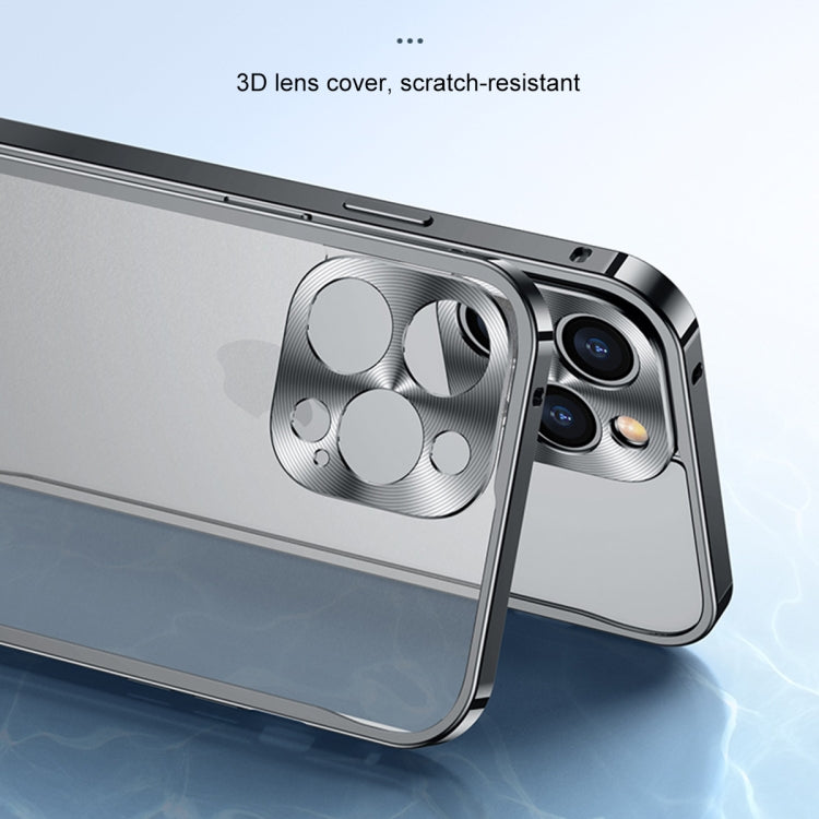 For iPhone 12 Metal Frame Frosted PC Shockproof Phone Case(Ocean Blue) Eurekaonline