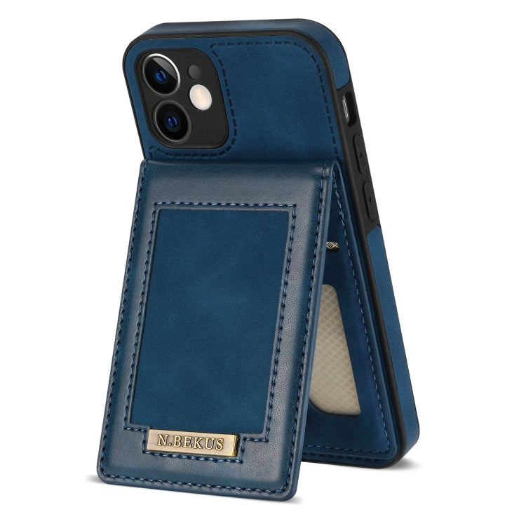 For iPhone 12 N.BEKUS Vertical Flip Card Slot RFID Phone Case(Blue) Eurekaonline