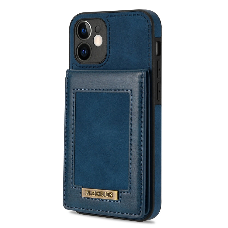 For iPhone 12 N.BEKUS Vertical Flip Card Slot RFID Phone Case(Blue) Eurekaonline