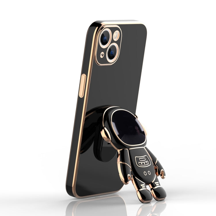 For iPhone 12 Plating Astronaut Holder Phone Case(Black) Eurekaonline