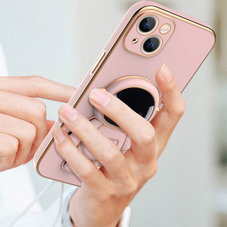 For iPhone 12 Plating Astronaut Holder Phone Case(Pink) Eurekaonline