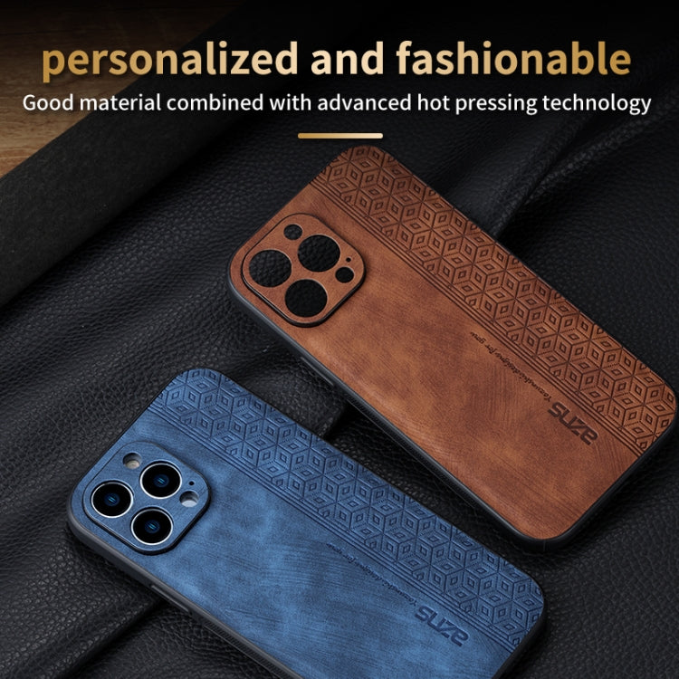 For iPhone 12 Pro AZNS 3D Embossed Skin Feel Phone Case(Brown) Eurekaonline