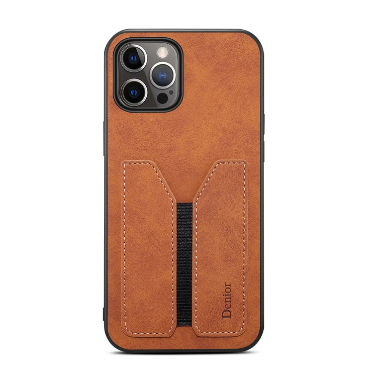 For iPhone 12 Pro Denior Elastic Card Slot PU + TPU Phone Case(Brown) Eurekaonline