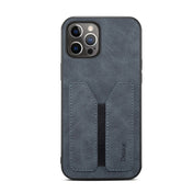 For iPhone 12 Pro Denior Elastic Card Slot PU + TPU Phone Case(Grey) Eurekaonline