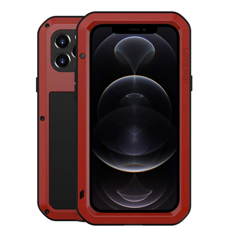 For iPhone 12 Pro LOVE MEI Metal Shockproof Waterproof Dustproof Protective Case(Red) Eurekaonline