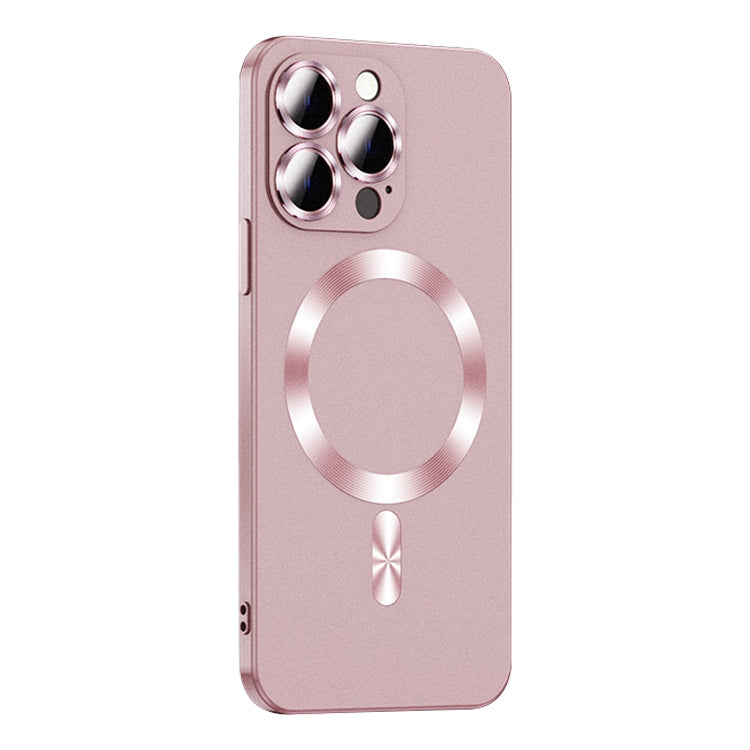 For iPhone 12 Pro Liquid Lens Protector Magsafe Phone Case(Gold Pink) Eurekaonline