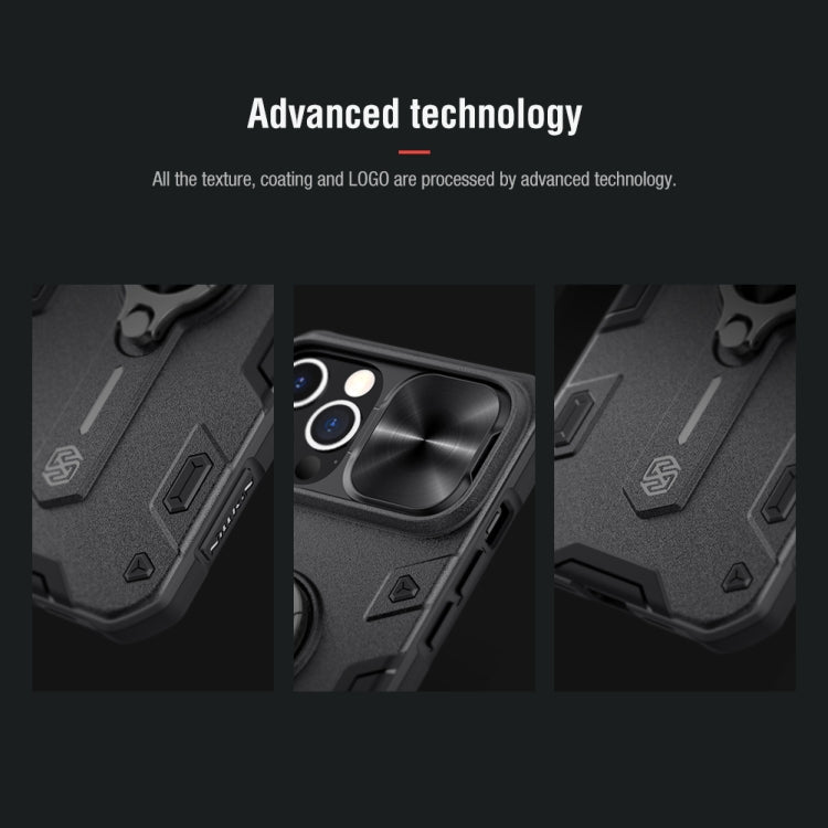 For iPhone 12 Pro Max NILLKIN Shockproof CamShield Armor Protective Case with Invisible Ring Holder(Black) Eurekaonline