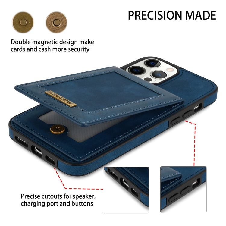 For iPhone 12 Pro N.BEKUS Vertical Flip Card Slot RFID Phone Case(Blue) Eurekaonline