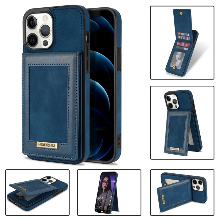 For iPhone 12 Pro N.BEKUS Vertical Flip Card Slot RFID Phone Case(Blue) Eurekaonline